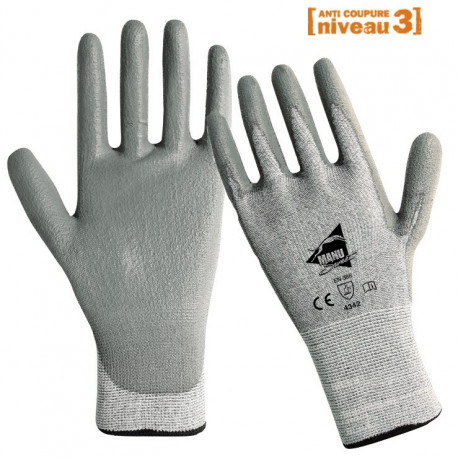 Gants anti-coupure gris polyuréthane ANT305s